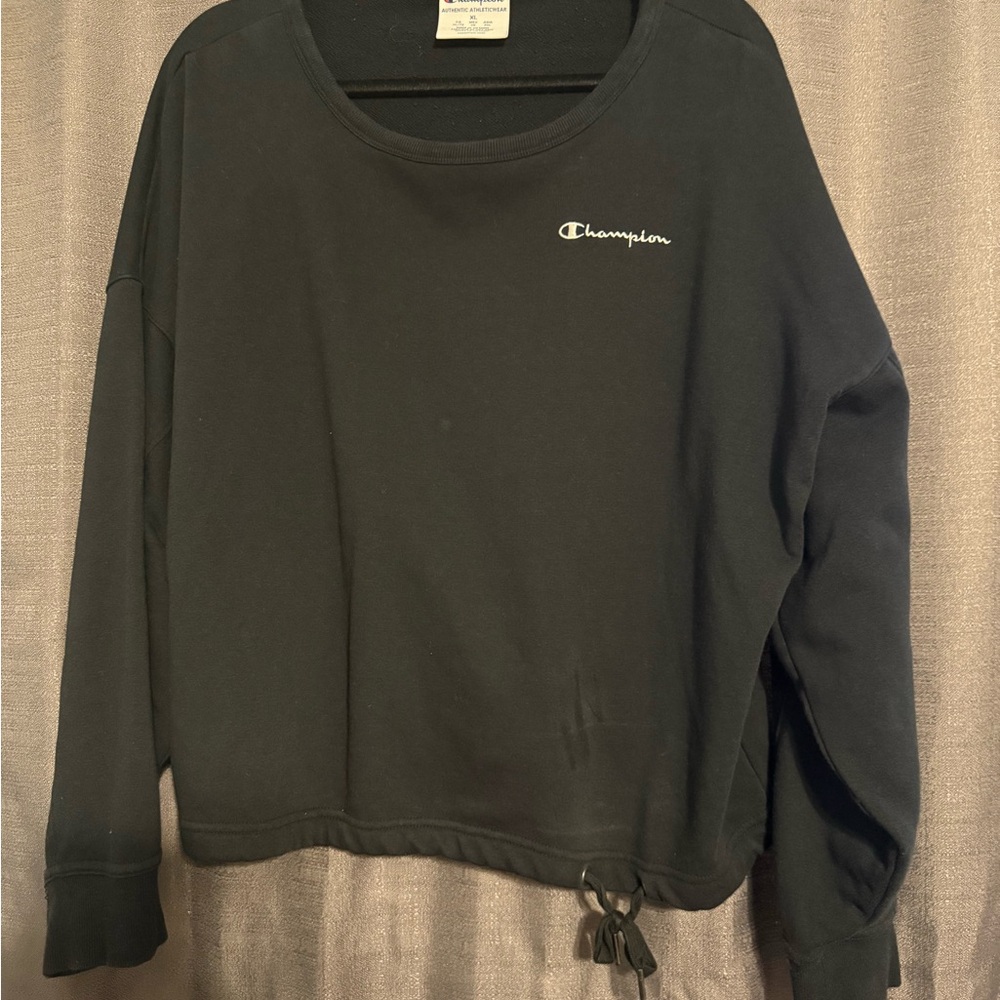 Champion Women's Black Drawstring Sweatshirt